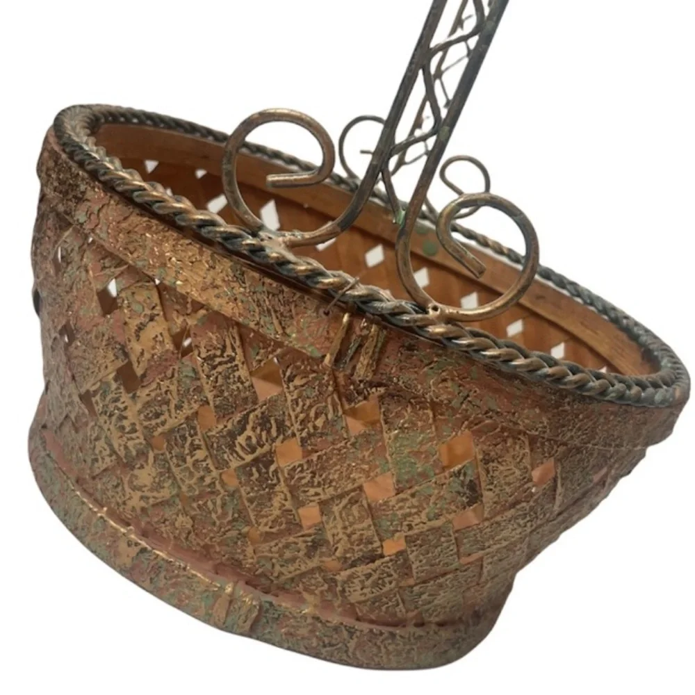 Vintage Decorative Gold Accented Woven Baskets Vintage Basket Lot Bundle